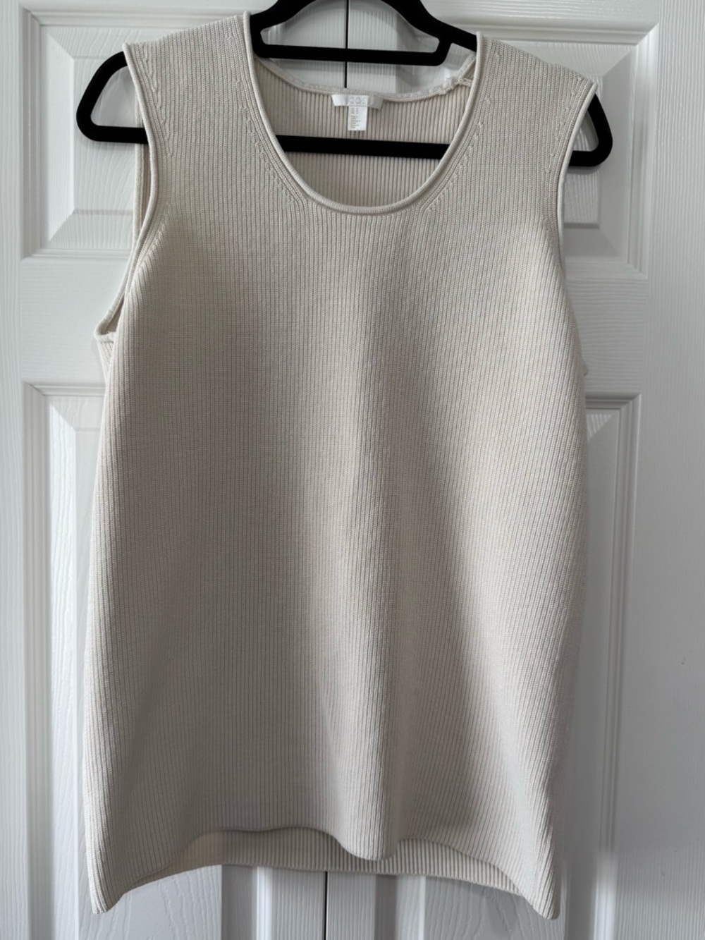 COS Ribbed Knit Tank Ivory Sleeveless Minimalist Size Medium